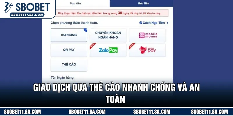 Giao dịch qua thẻ cào tiện lợi và an toàn 